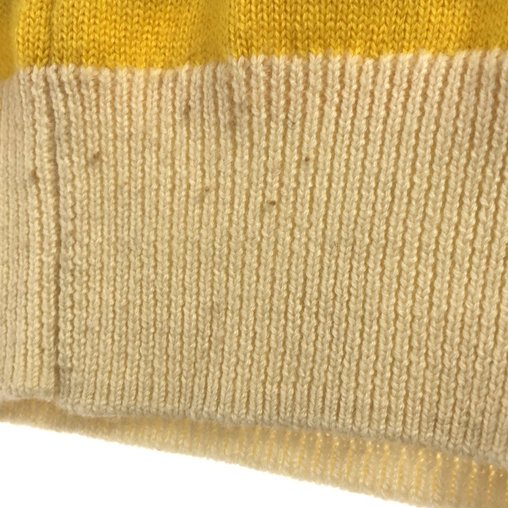BLACK LABEL CRESTBRIDGE ブラックレーベル クレストブリッジ 三陽商会 ウールブレンド ボーダー ロゴ刺繍 長袖 ニット 2 イエロー×ベージュ セーター メンズ