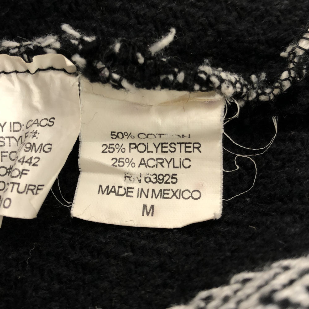 レトロフィット ストライプ ヘリンボーン 長袖 メキシカン パーカー M ブラック×ホワイト プルオーバー エスニック メンズ