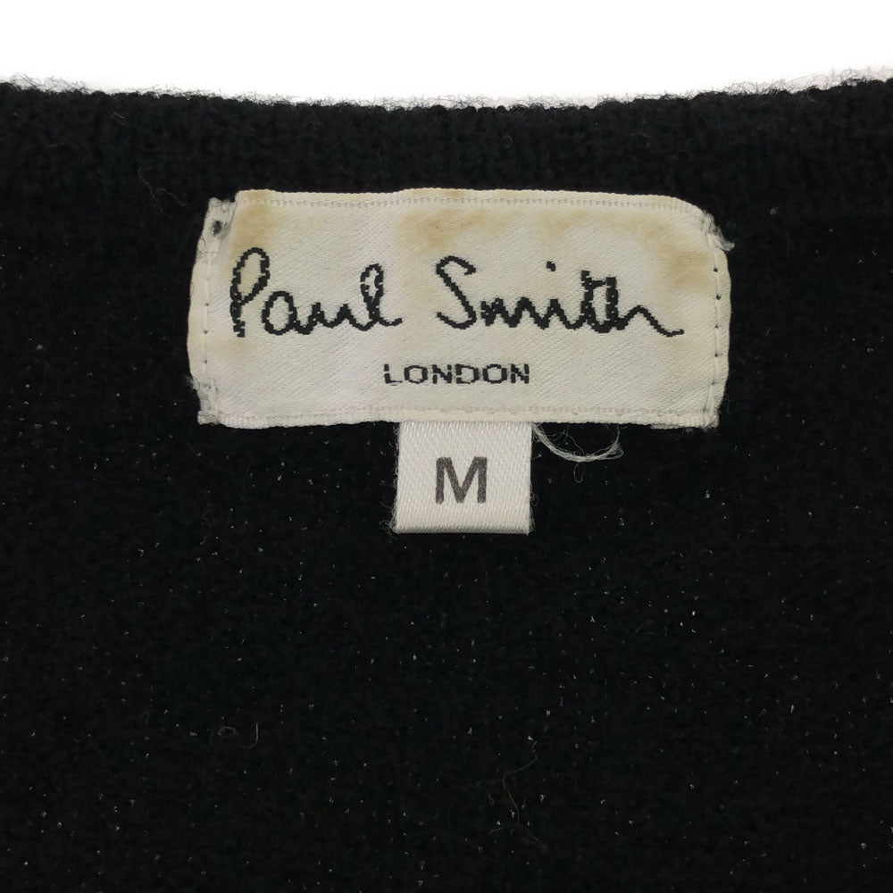 Paul Smith LONDON ポールスミスロンドン 日本製 ウール 長袖 Vネック セーター M ブラック ニット レディース