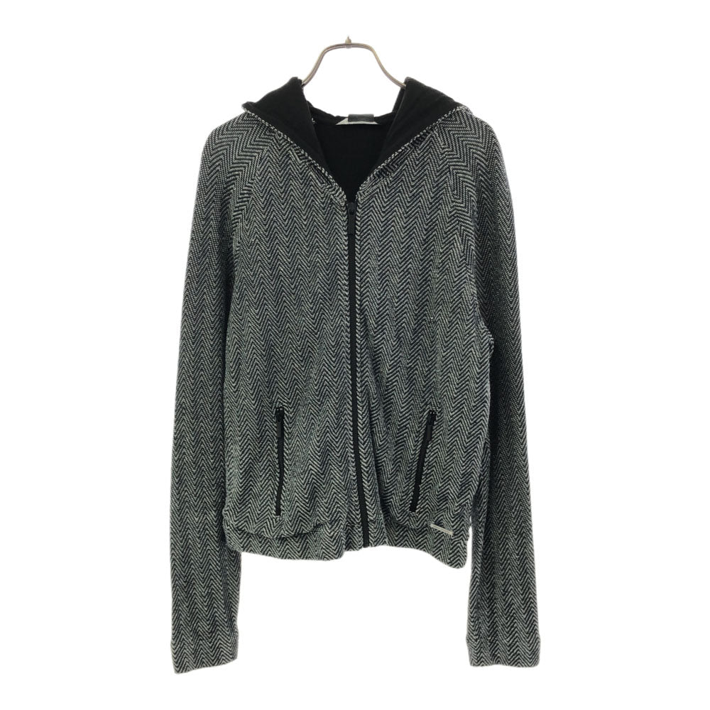 ARMANI EXCHANGE アルマーニ エクスチェンジ ヘリンボーン 長袖 ジップパーカー S ブラック系 メンズ