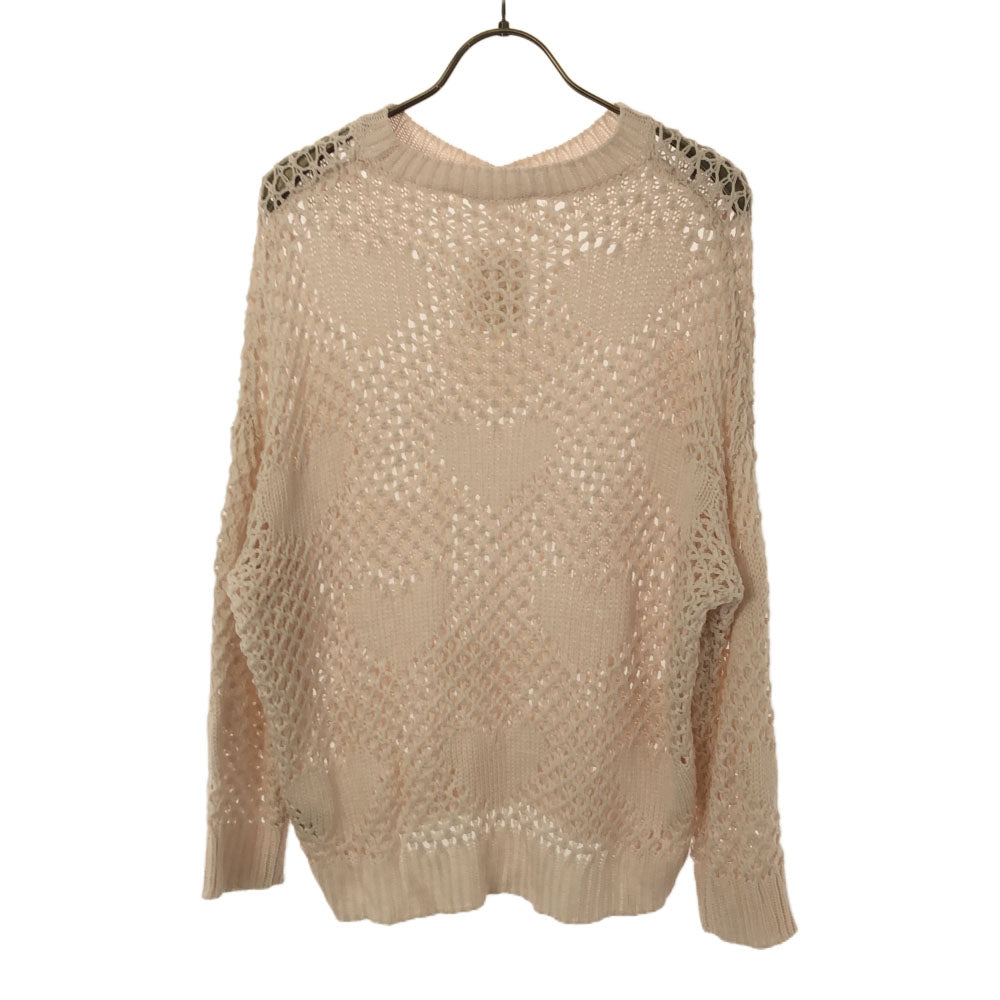 未使用 gelato pique ジェラートピケ ハート 長袖 ハートリリヤーンプルオーバー ルームウェア F ピンク 透かし編み ジェラピケ タグ付き レディース