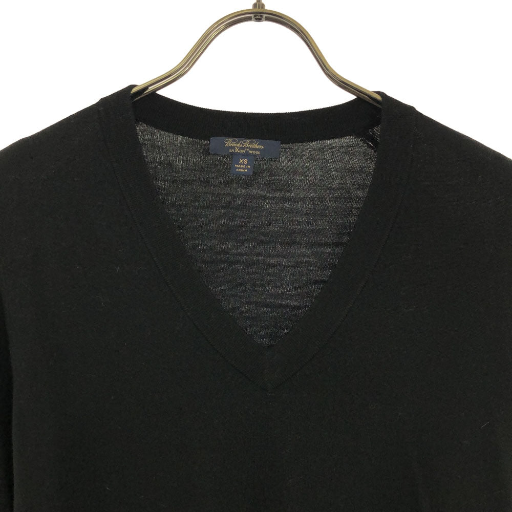 ブルックスブラザーズ ウール 長袖 Vネック セーター XS ブラック Brooks Brothers ニット メンズ