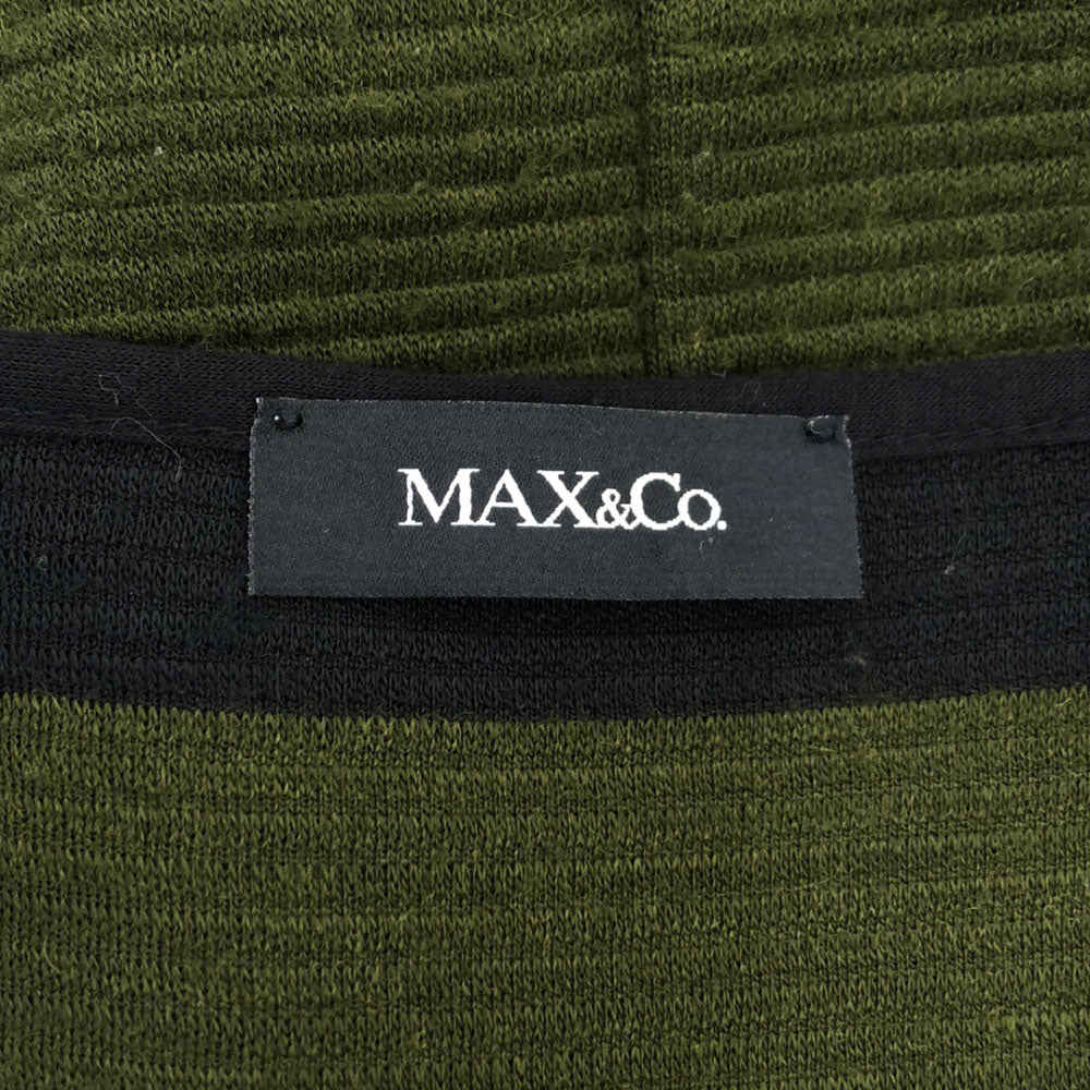 MAX&CO マックスアンドコー ボーダー 7分袖 ニット ワンピース M ブラック×カーキ レディース