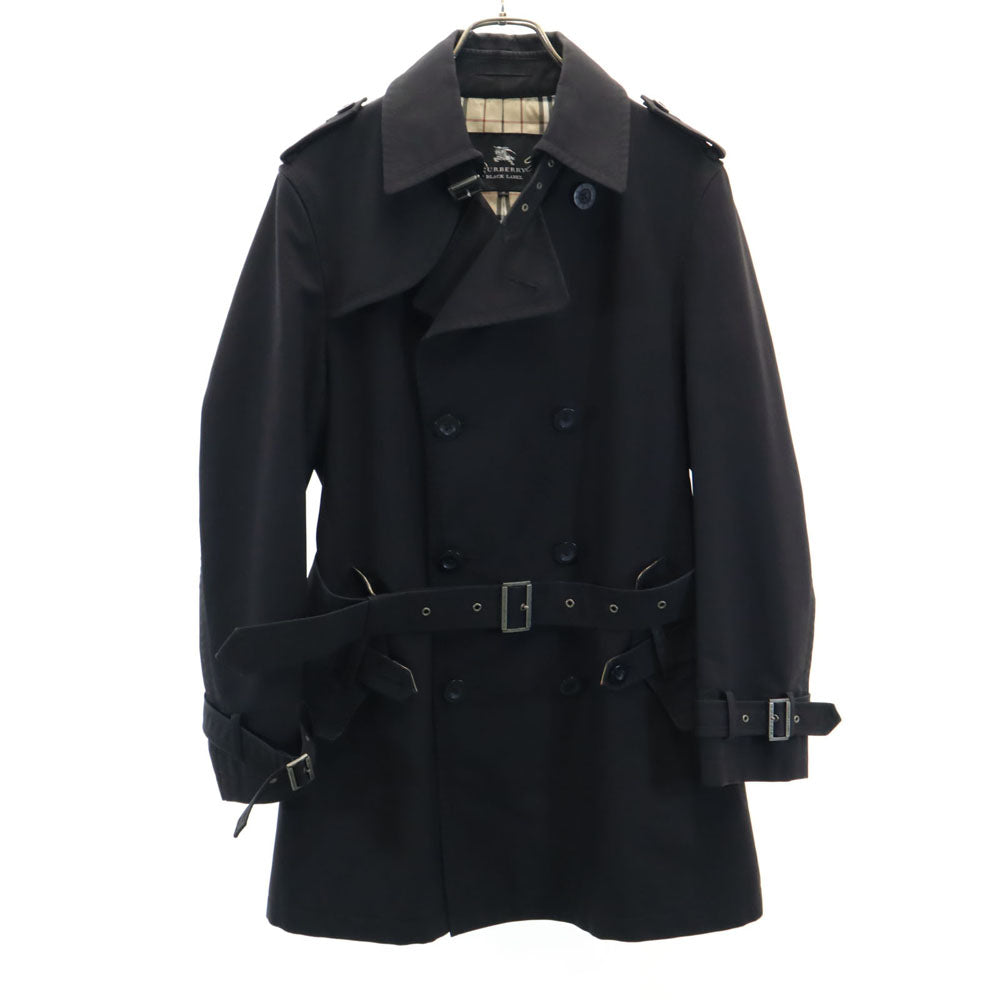バーバリーブラックレーベル 三陽商会 日本製 トレンチコート M ブラック BURBERRY BLACK LABEL 裏チェック メンズ