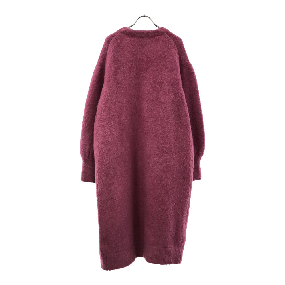 ハクジ モヘヤ ウールブレンド ロング ニットコート ピンク系 レディース