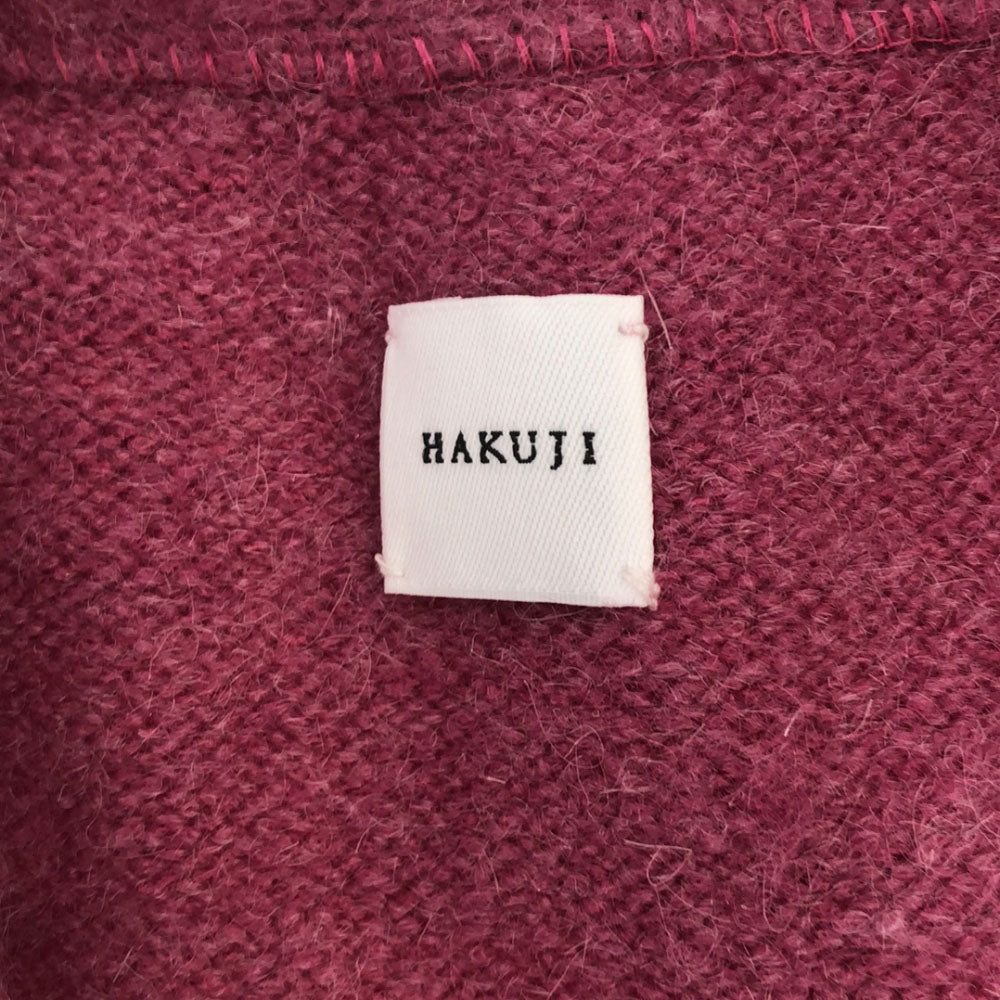 ハクジ モヘヤ ウールブレンド ロング ニットコート ピンク系 レディース