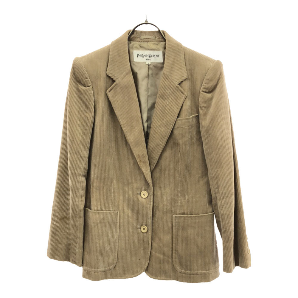 YVES SAINT LAURENT イヴサンローラン 90s コーデュロイ テーラードジャケット S ベージュ オールド レディース