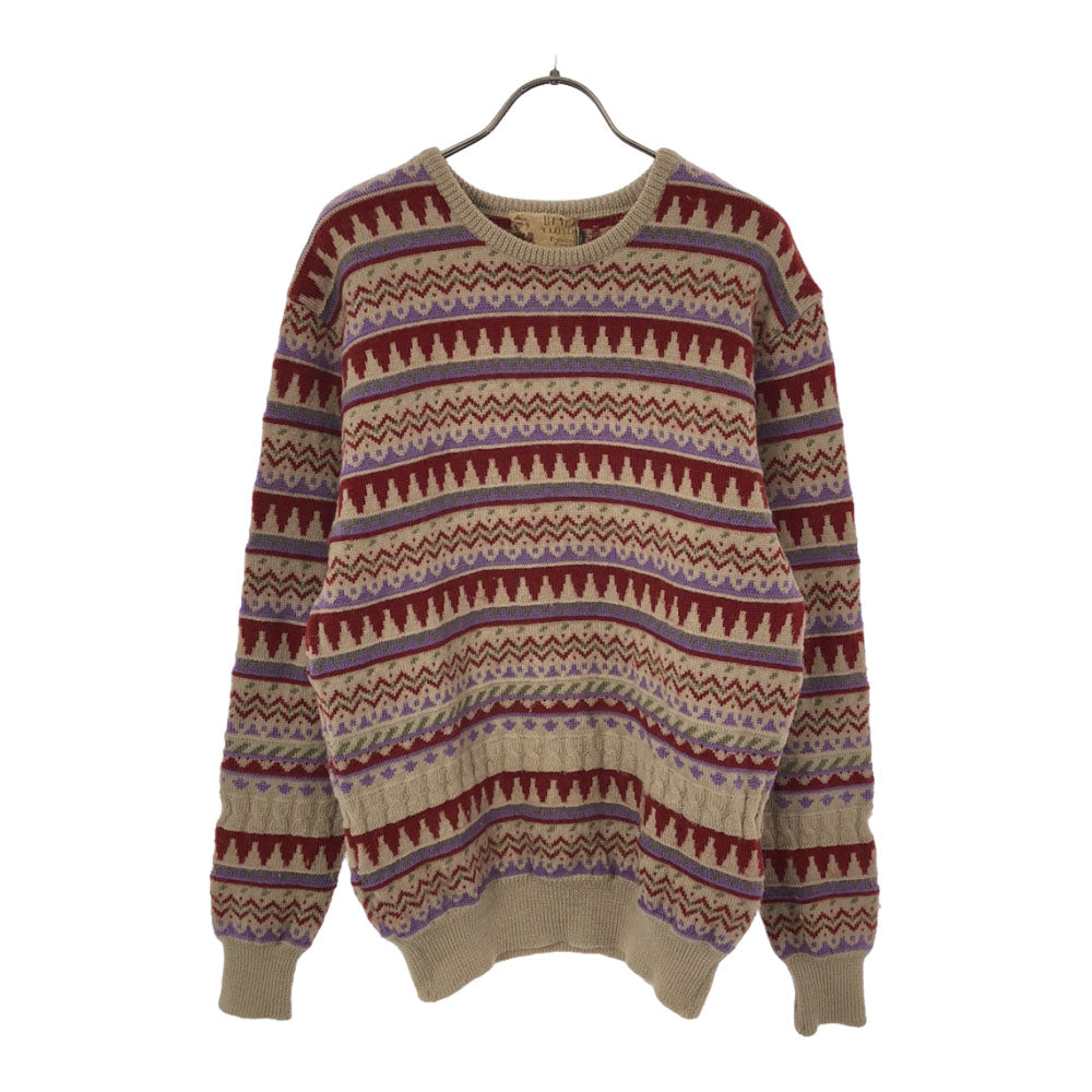 HENRI LLOYD ヘンリーロイド ウール 総柄 長袖 セーター L ベージュ ニット メンズ