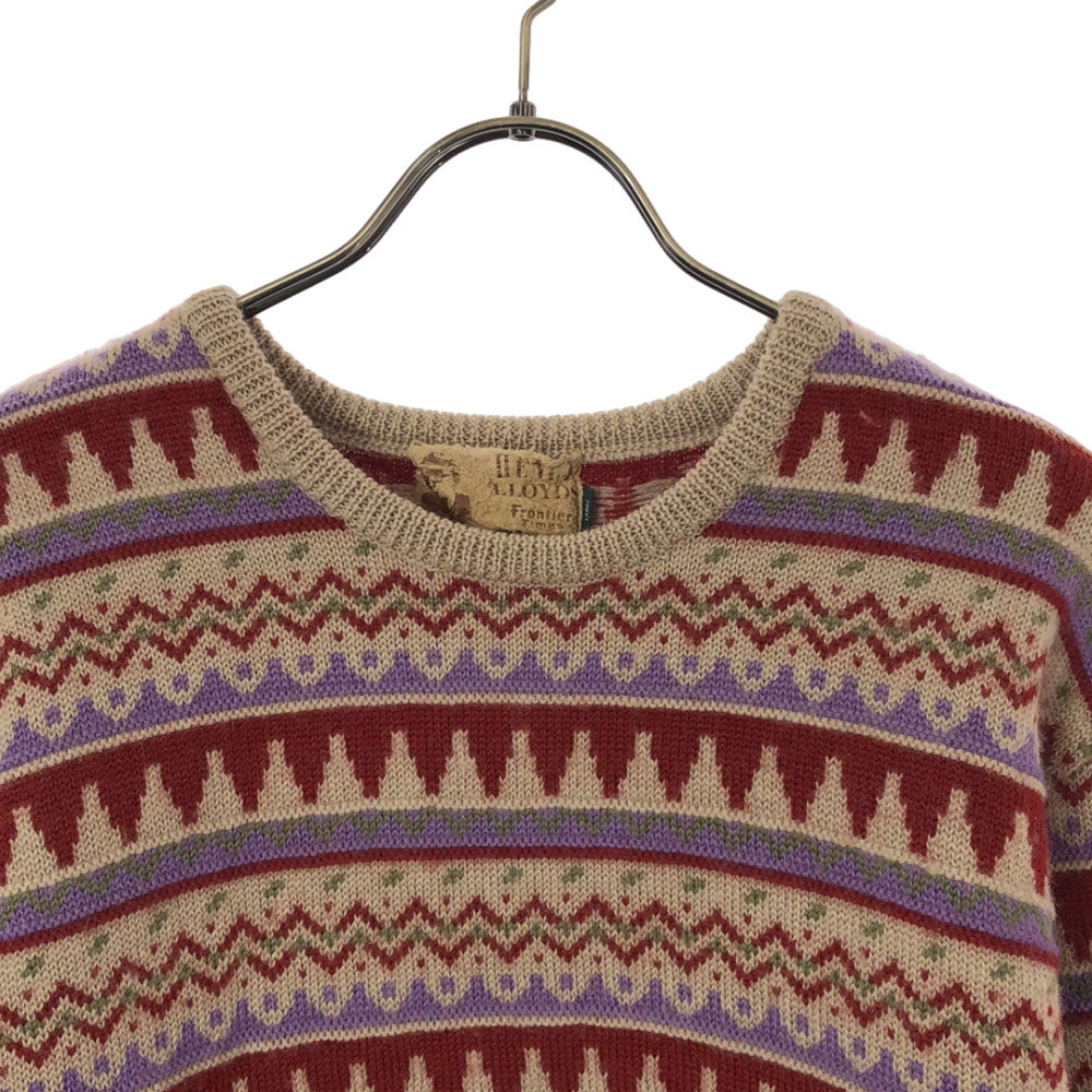 HENRI LLOYD ヘンリーロイド ウール 総柄 長袖 セーター L ベージュ ニット メンズ