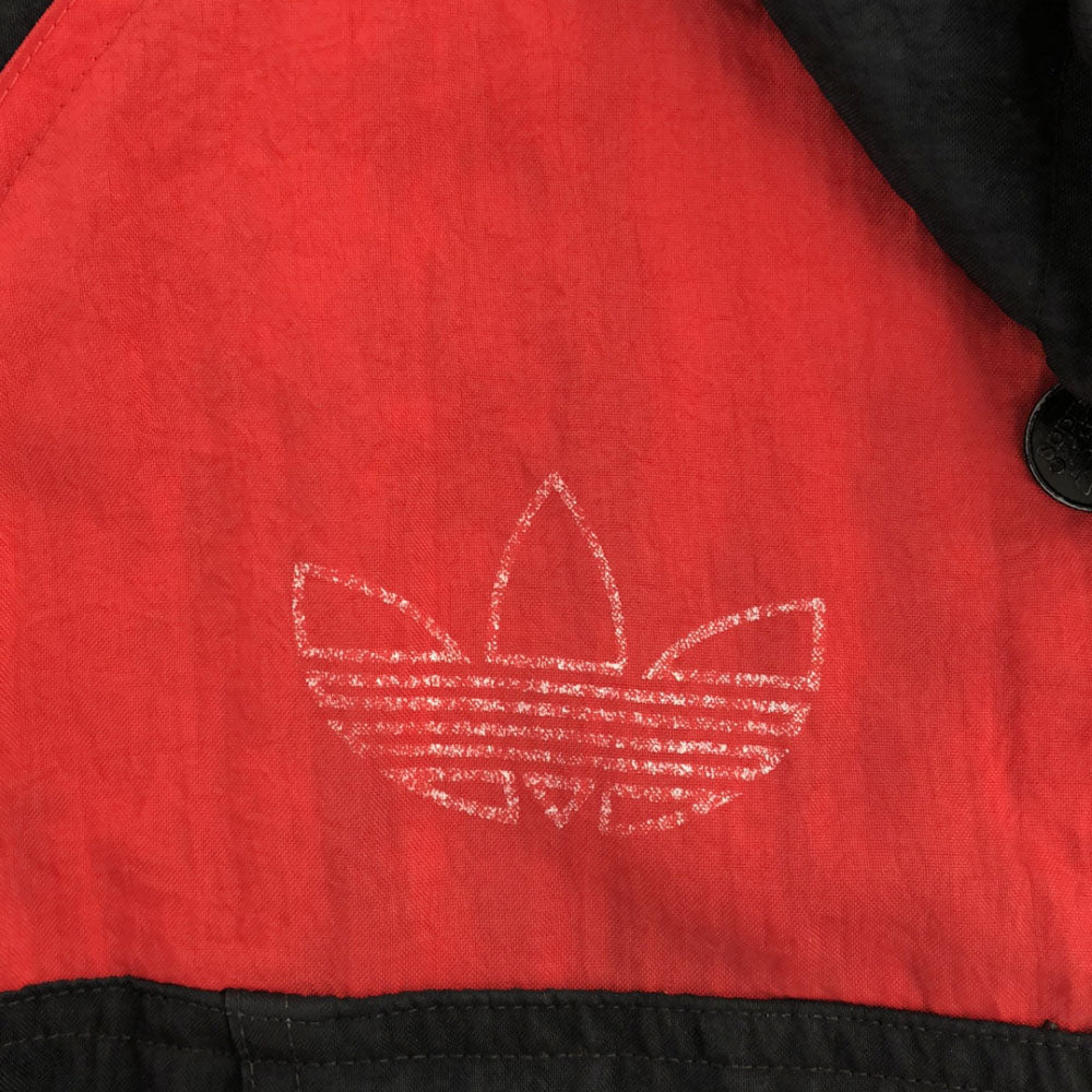 adidas アディダス トレフォイルロゴプリント ハイネックアノラック ジャケット ブラック×レッド ハーフジップ プルオーバー オールド メンズ
