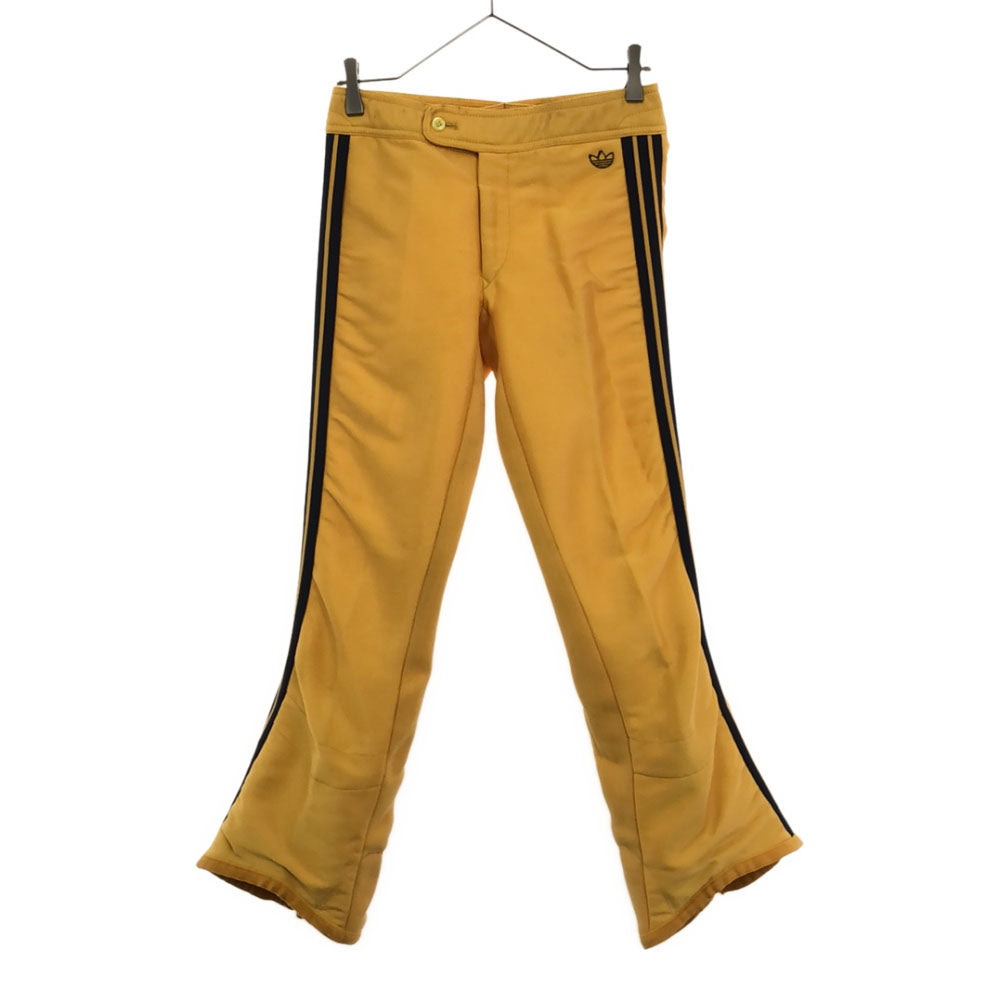 adidas アディダス 70s ウールブレンド デサント製 トレフォイルロゴ 3ライン スキー 中綿ロングパンツ ウエスト70 イエロー スノーボード オールド ヴィンテージ メンズ