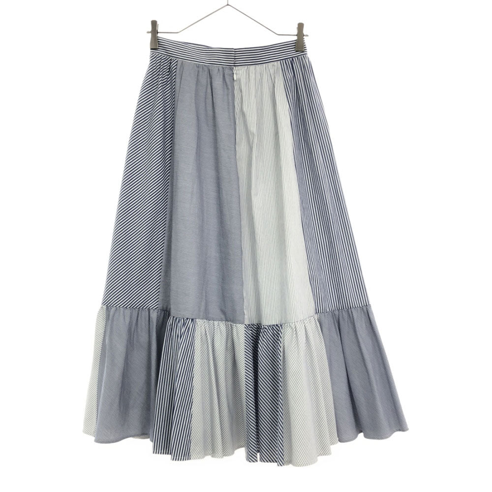 未使用 MACKINTOSH PHILOSOPHY マッキントッシュフィロソフィー 三陽商会 ストライプ ロング丈 ティアードスカート 36 ホワイト×ブルー タグ付き レディース
