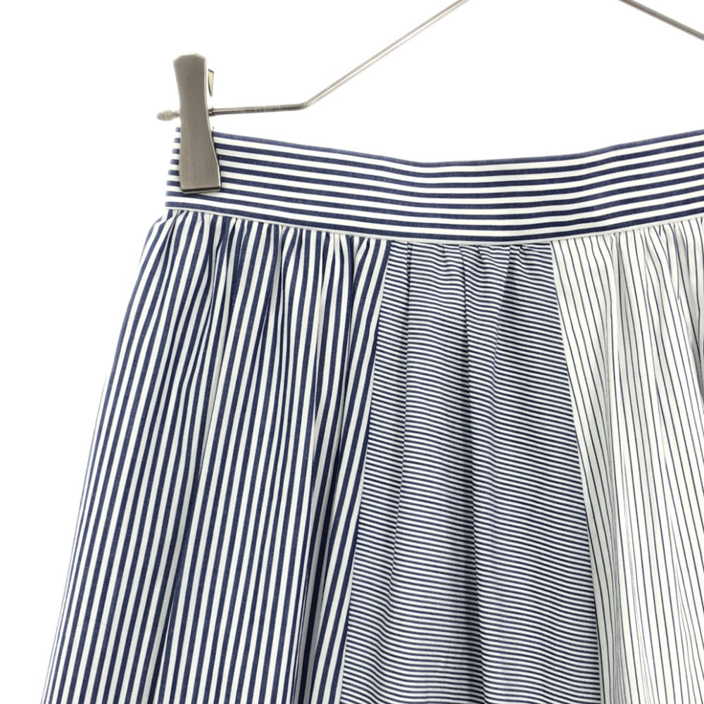 未使用 MACKINTOSH PHILOSOPHY マッキントッシュフィロソフィー 三陽商会 ストライプ ロング丈 ティアードスカート 36 ホワイト×ブルー タグ付き レディース