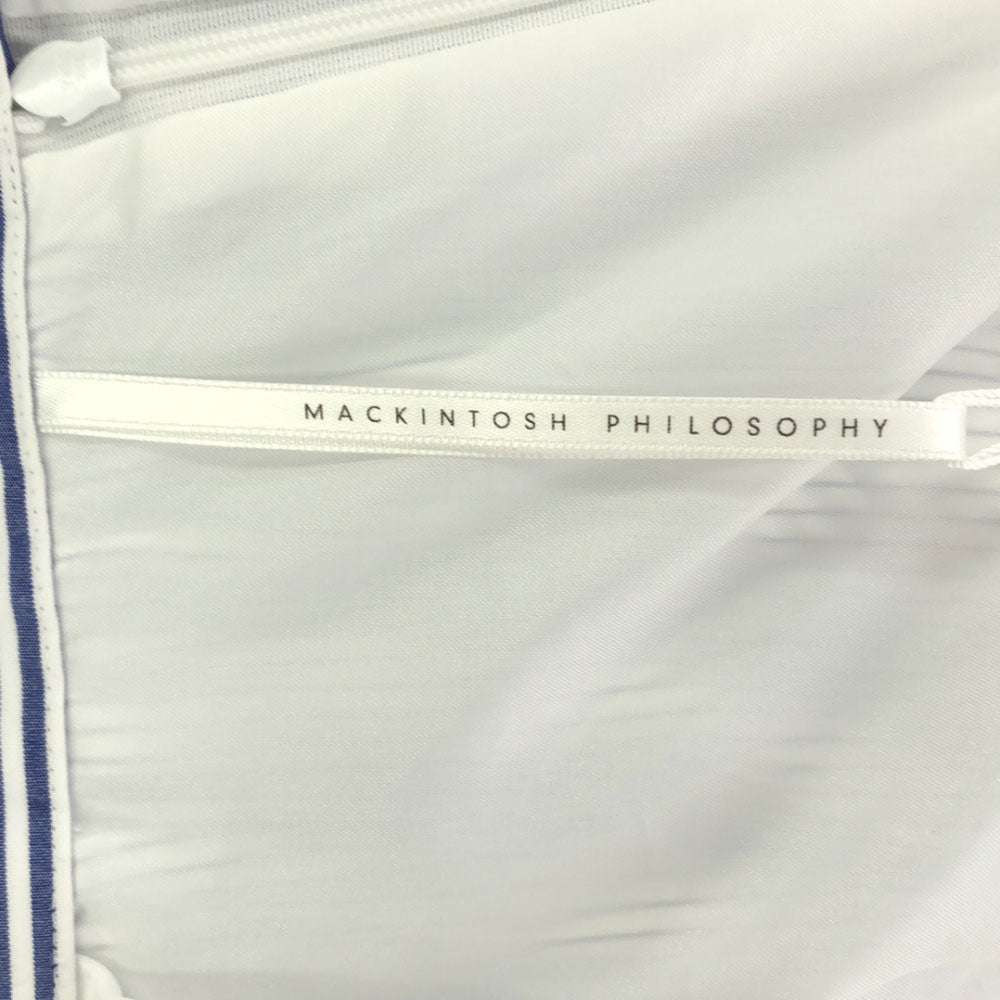未使用 MACKINTOSH PHILOSOPHY マッキントッシュフィロソフィー 三陽商会 ストライプ ロング丈 ティアードスカート 36 ホワイト×ブルー タグ付き レディース