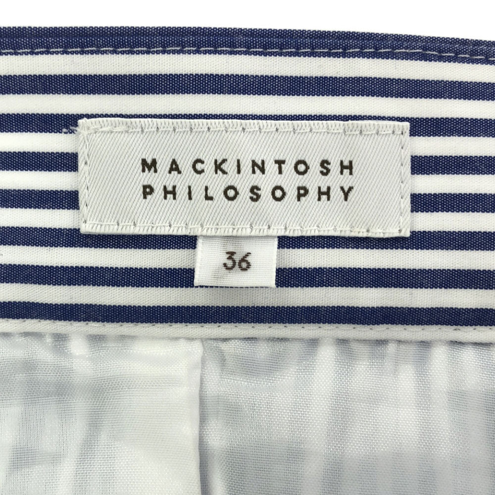 未使用 MACKINTOSH PHILOSOPHY マッキントッシュフィロソフィー 三陽商会 ストライプ ロング丈 ティアードスカート 36 ホワイト×ブルー タグ付き レディース