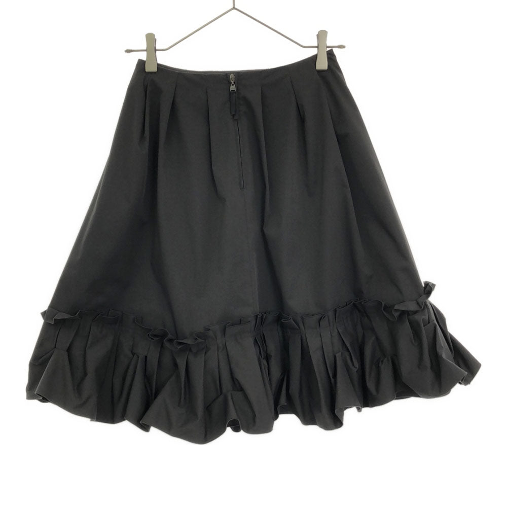 FOXEY NEW YORK フォクシーニューヨーク 日本製 ミディ丈 裾フリル フレアスカート 38 グレー バックジップ 26817-NSSFA204P レディース