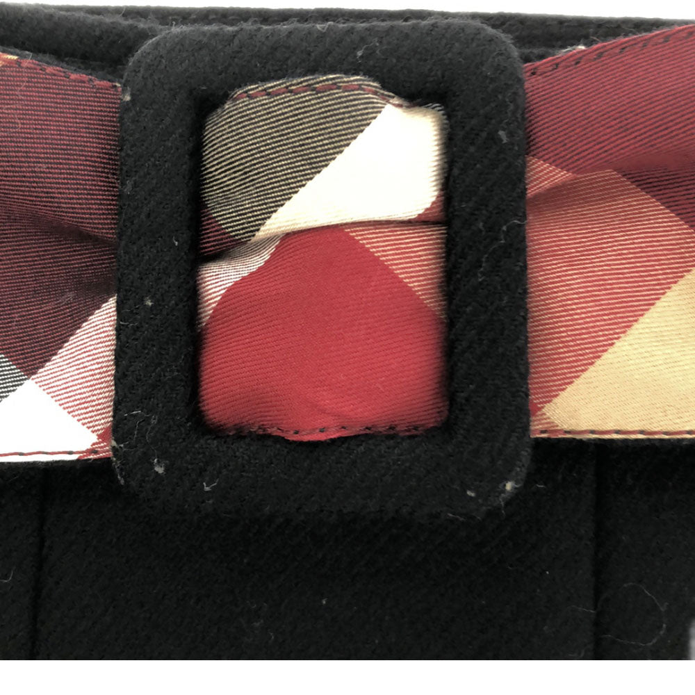 BLUE LABEL CRESTBRIDGE ブルーレーベルクレストブリッジ ウール 三陽商会 ミニスカート 34 ブラック ウエストベルト付き サイドジップ レディース