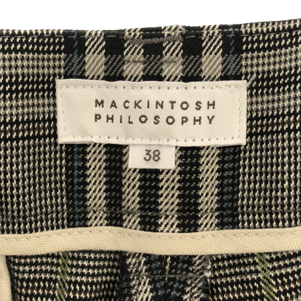 MACKINTOSH PHILOSOPHY マッキントッシュフィロソフィー 日本製 三陽商会 グレンチェック テーパードパンツ 38 ブラック系 レディース