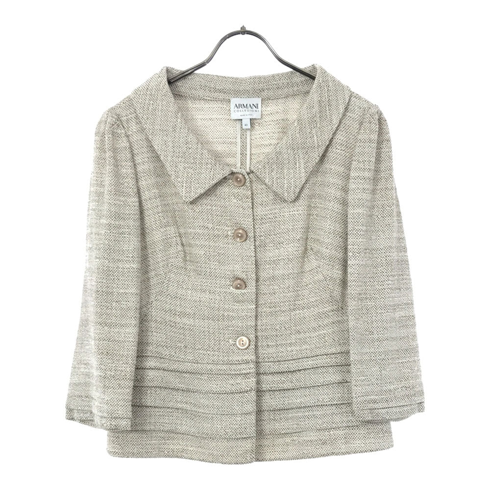 ARMANI COLLEZIONI アルマーニ コレツィオーニ イタリア製 7分袖 ジャケット 42 ベージュ系 レディース