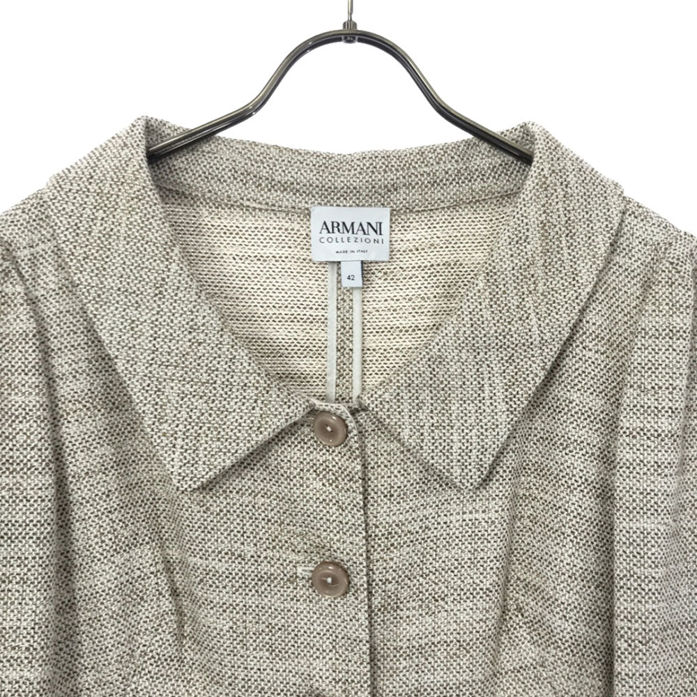 ARMANI COLLEZIONI アルマーニ コレツィオーニ イタリア製 7分袖 ジャケット 42 ベージュ系 レディース