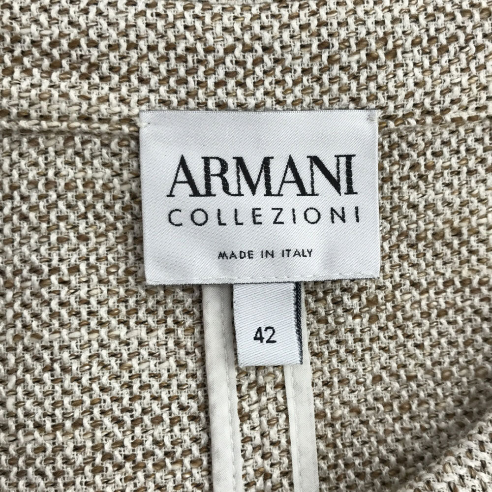 ARMANI COLLEZIONI アルマーニ コレツィオーニ イタリア製 7分袖 ジャケット 42 ベージュ系 レディース