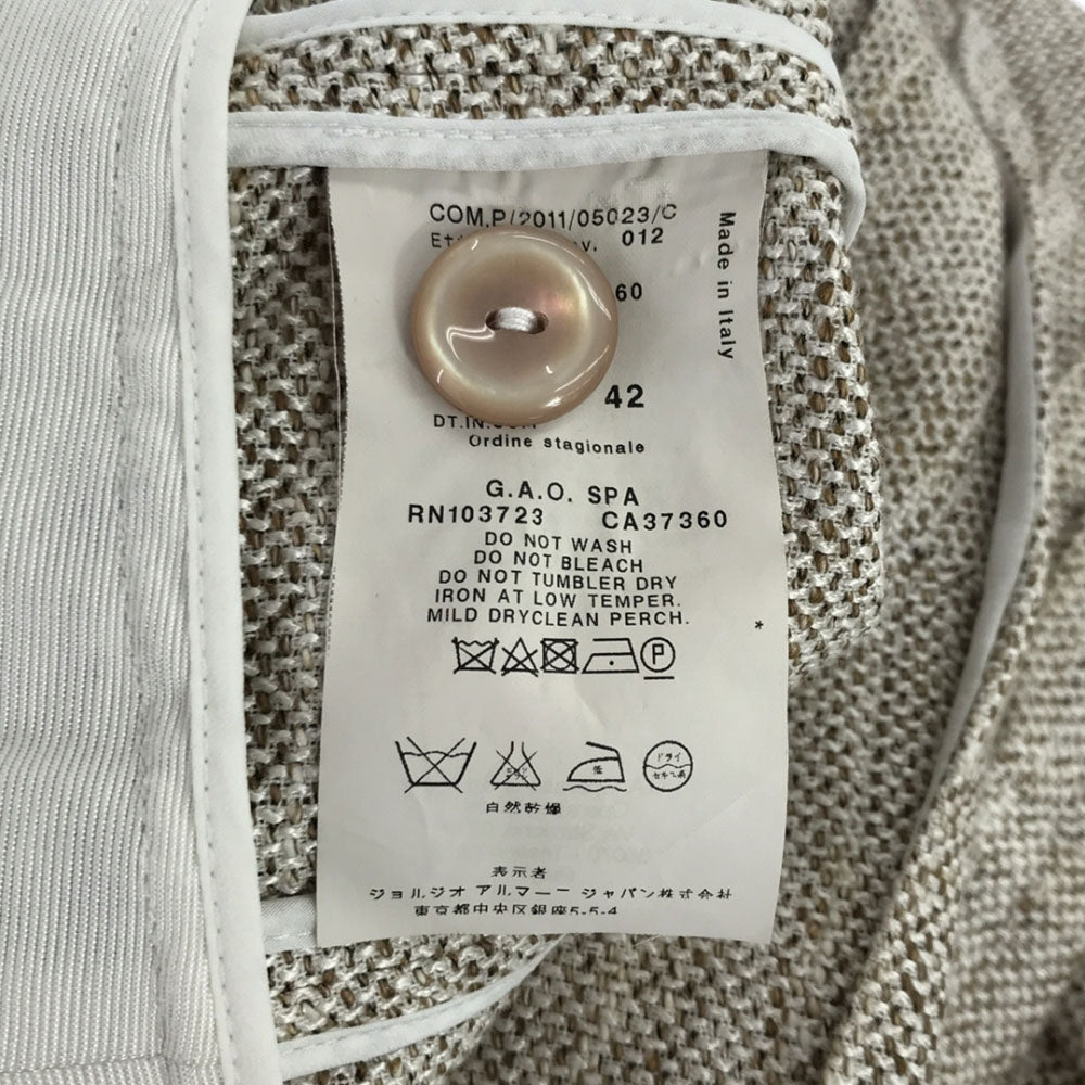 ARMANI COLLEZIONI アルマーニ コレツィオーニ イタリア製 7分袖 ジャケット 42 ベージュ系 レディース