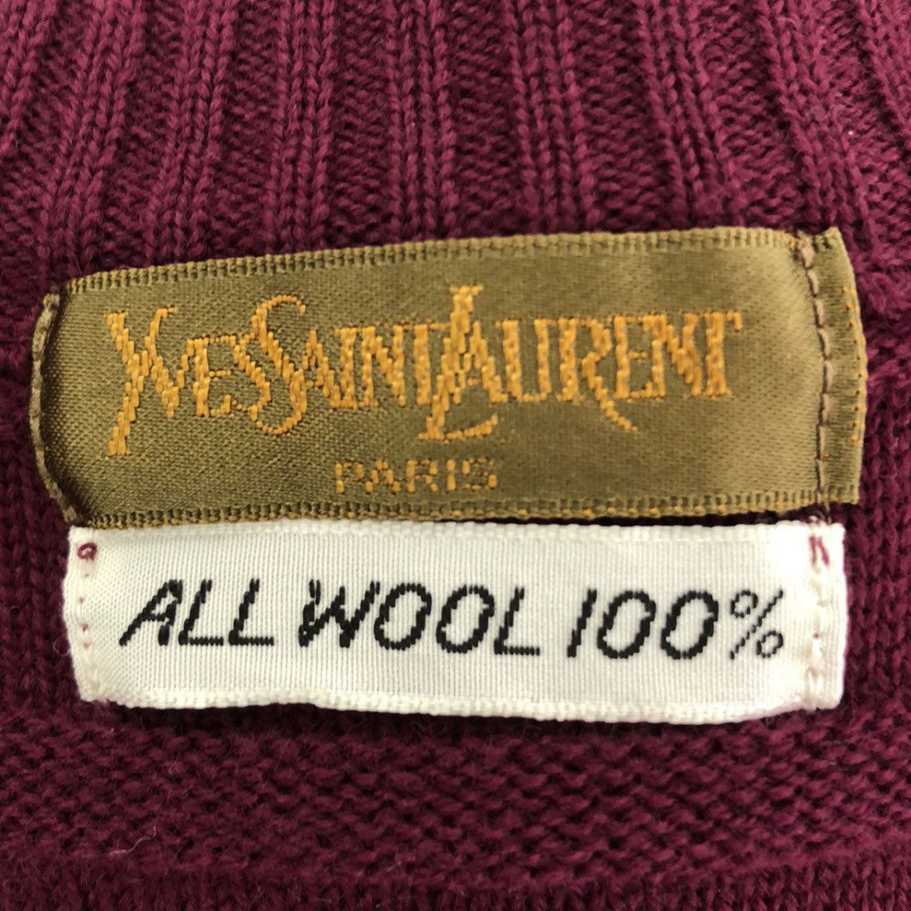 YVES SAINT LAURENT イヴサンローラン ウール Vネック ニットベスト 2 パープル レディース