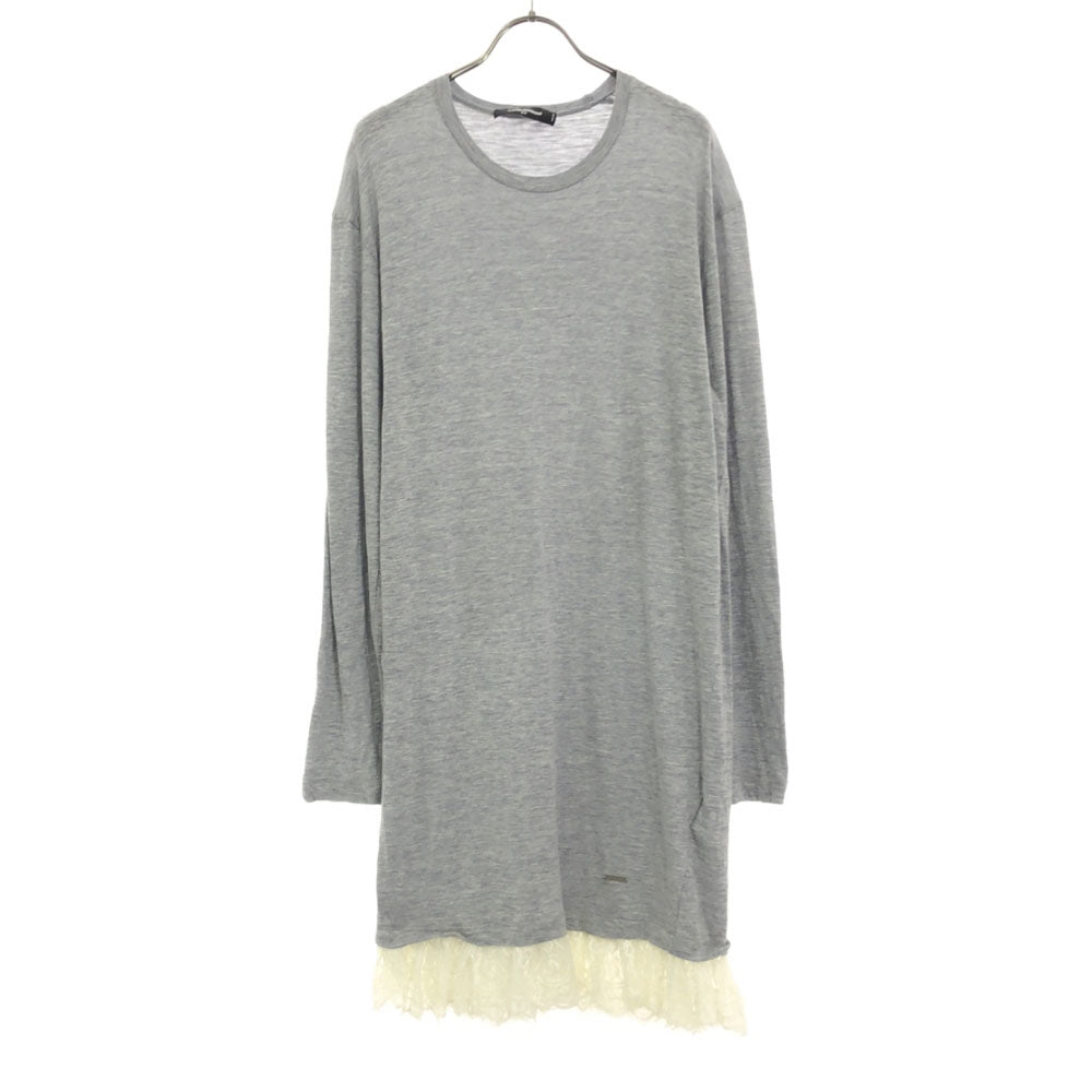 DSQUARED2 ディースクエアード イタリア製 長袖 裾レース ニット 膝丈ワンピース XS グレー レディース