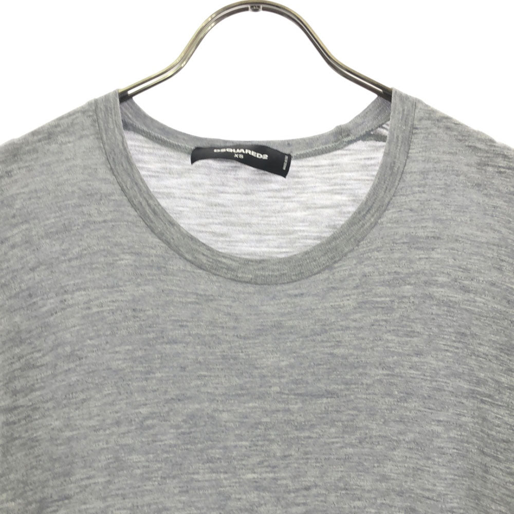 DSQUARED2 ディースクエアード イタリア製 長袖 裾レース ニット 膝丈ワンピース XS グレー レディース