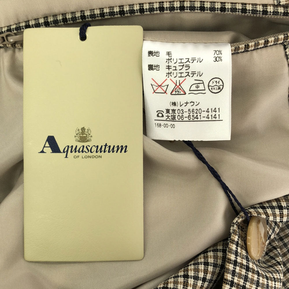 未使用 アクアスキュータム ウールブレンド チェック柄 テーラードジャケット 94A6 ベージュ系×ブラック Aquascutum タグ付き メンズ