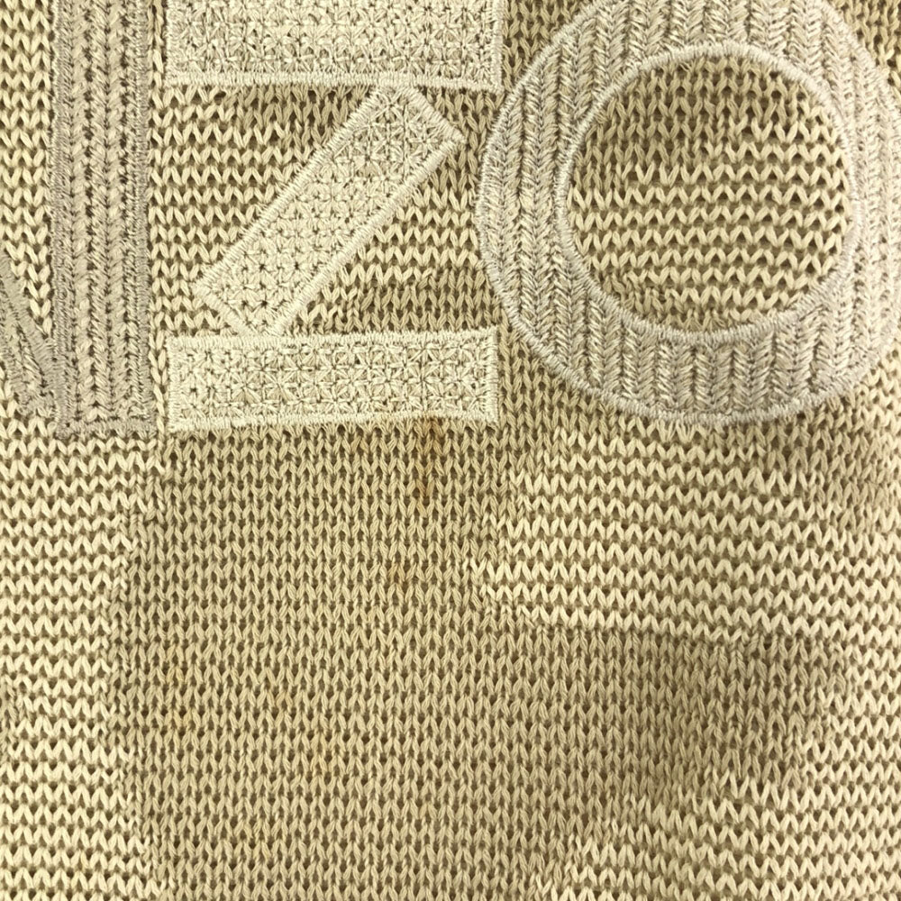 KENZO ケンゾー 日本製 刺繍 ゴルフ 長袖 ニット 3 ベージュ セーター メンズ