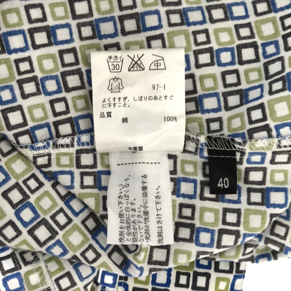 Paul Smith BLACK ポールスミスブラック 総柄 長袖 コットンシャツ 40 ホワイト レディース