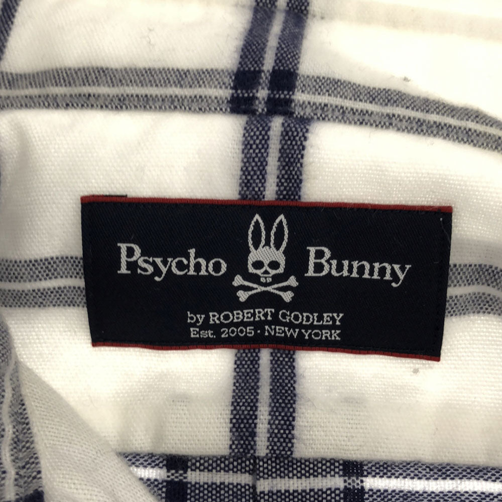 サイコバニー 日本製 チェック ゴルフ 長袖 コットンシャツ XL ホワイト Psycho Bunny メンズ