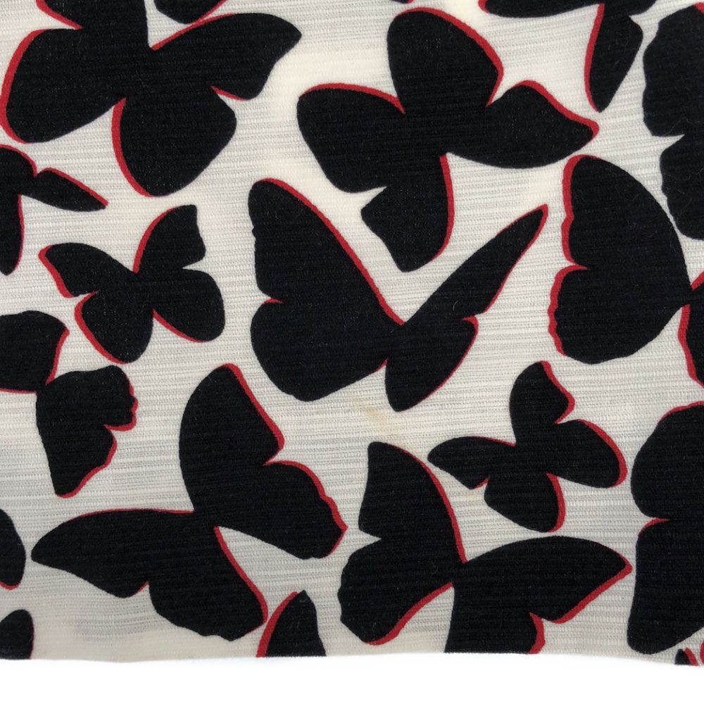 Kate Spade ケイトスペード 総柄 バタフライ ノースリーブ ワンピース 2 ホワイト×ブラック バックジップ レディース