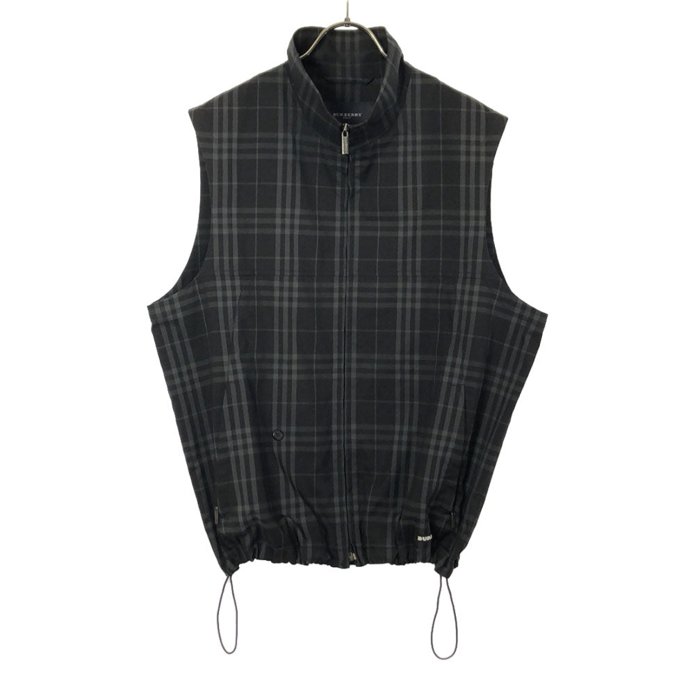 BURBERRY バーバリー 三陽商会 チェック柄 ゴルフ ジップ ベスト M ブラック×グレー メンズ