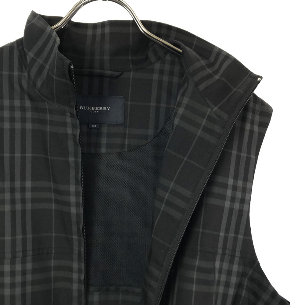 BURBERRY バーバリー 三陽商会 チェック柄 ゴルフ ジップ ベスト M ブラック×グレー メンズ