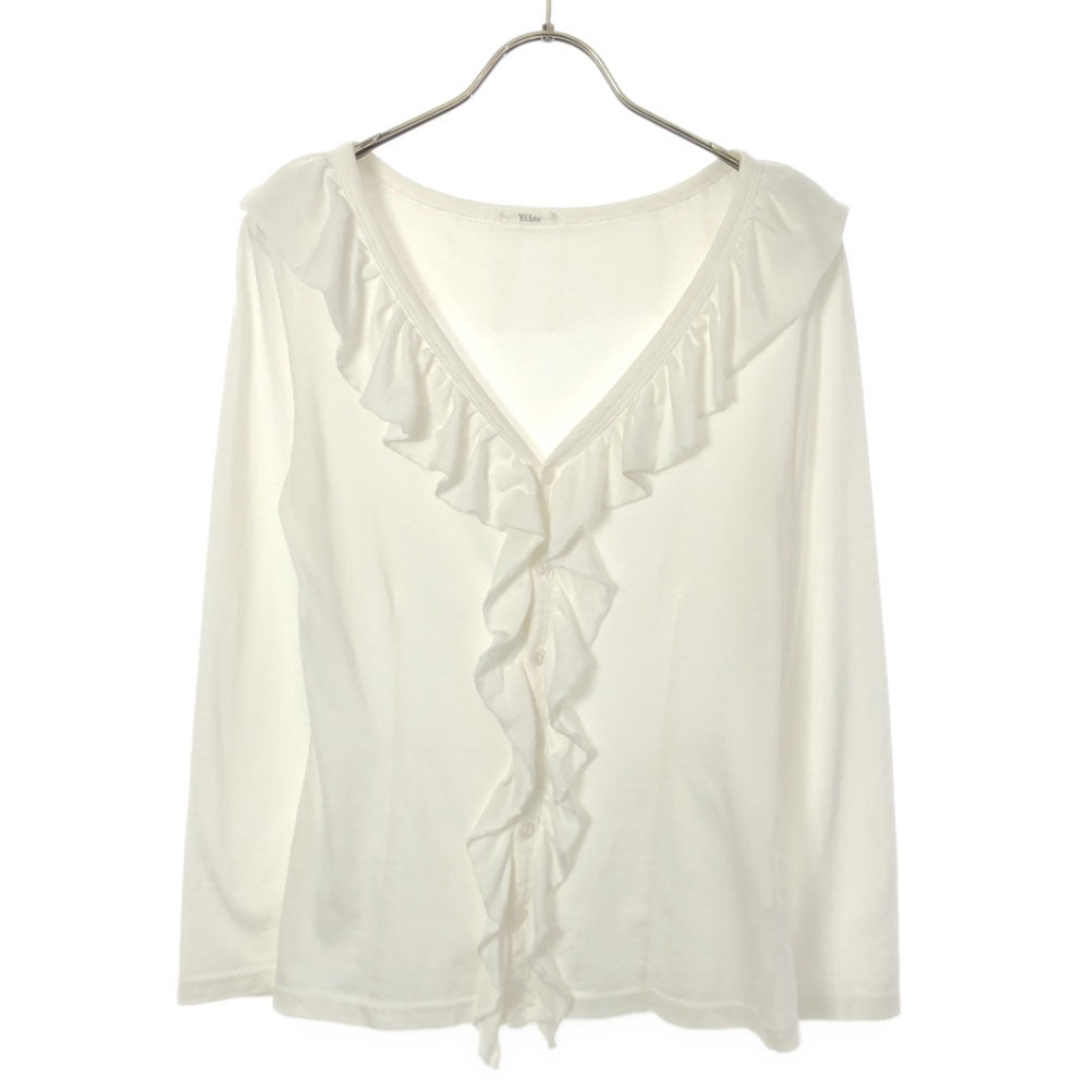 Y's bis ワイズビス 日本製 長袖 フリル カットソー ホワイト レディース