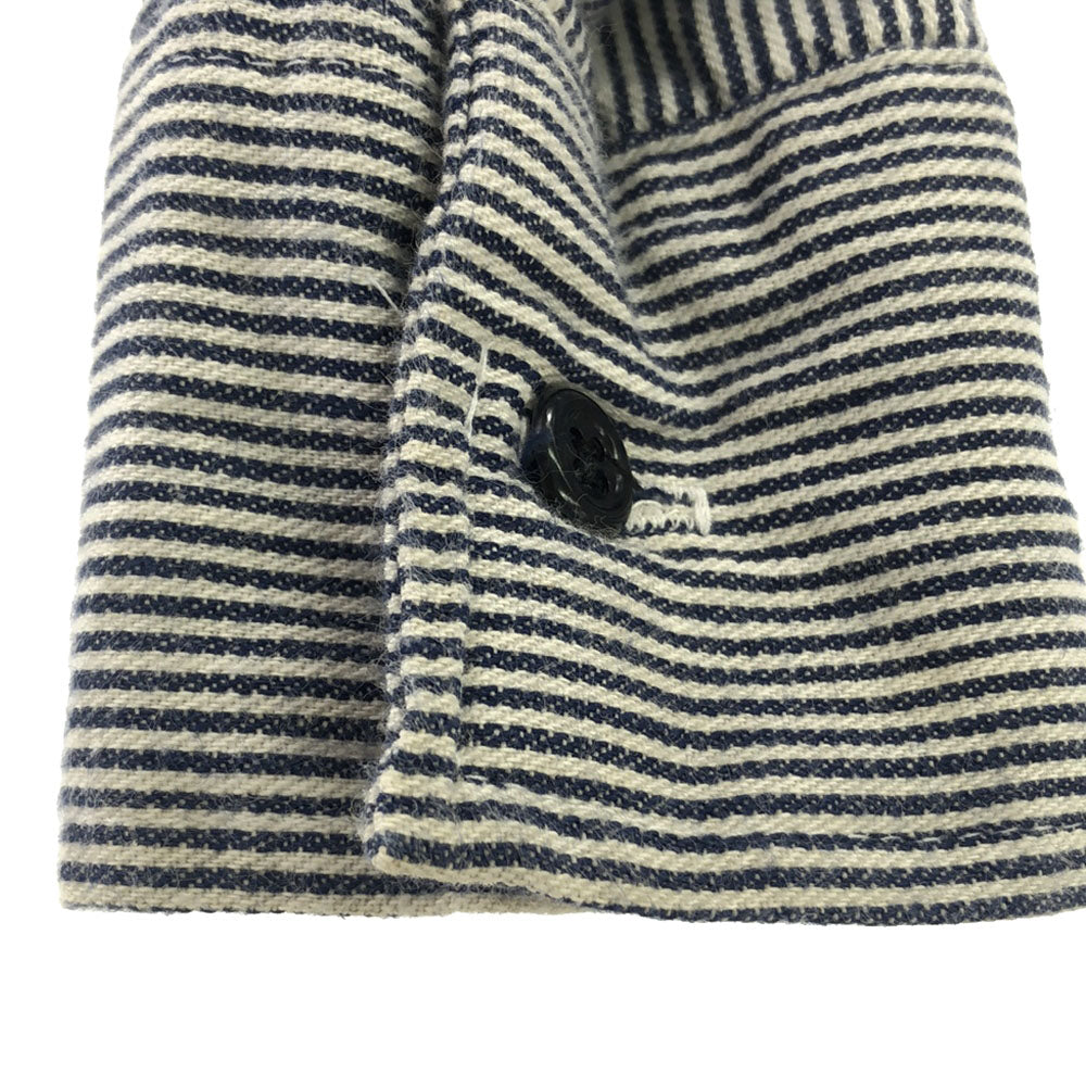 KEY キー 80s USA製 ヒッコリーストライプ 長袖 タロンジップ ワークシャツ S ネイビー×ホワイト ハーフジップ オールド ヴィンテージ メンズ