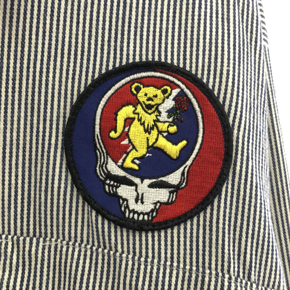 KEY キー 80s USA製 ヒッコリーストライプ 長袖 タロンジップ ワークシャツ S ネイビー×ホワイト ハーフジップ オールド ヴィンテージ メンズ