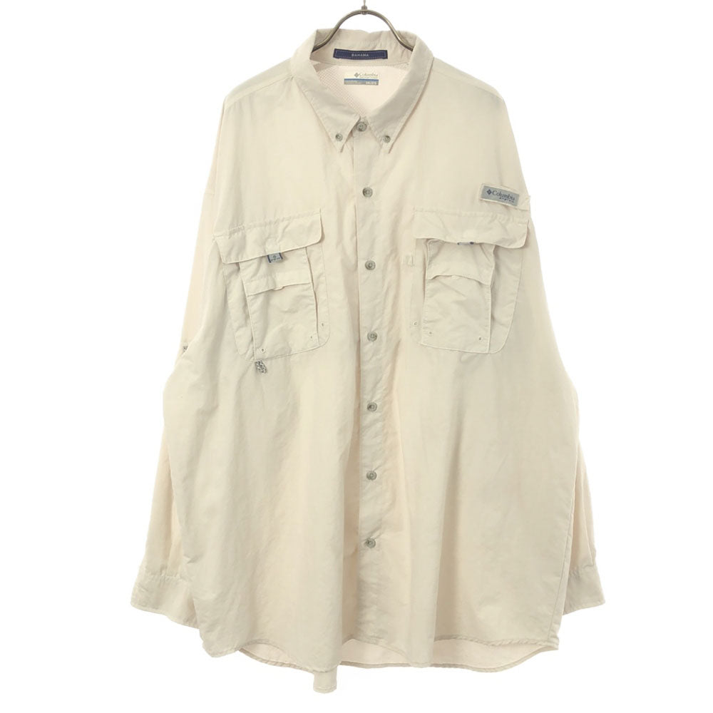 Columbia コロンビア FM7048 長袖 バハマ ボタンダウンシャツ XXL ホワイト系 アウトドア ビッグサイズ メンズ