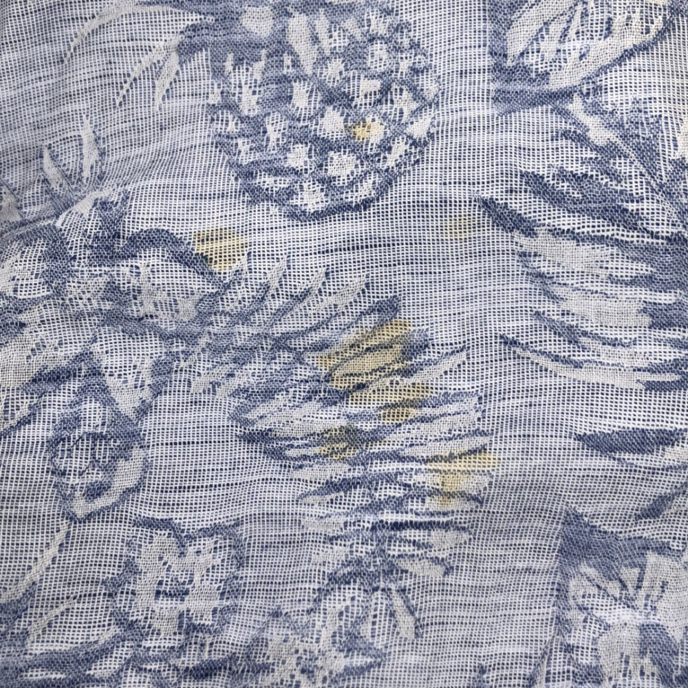 バグッタ リネンブレンド 総柄 長袖 オープンカラーシャツ S ブルー系 Bagutta メンズ