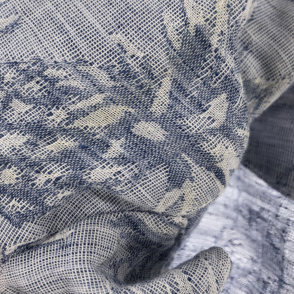 バグッタ リネンブレンド 総柄 長袖 オープンカラーシャツ S ブルー系 Bagutta メンズ