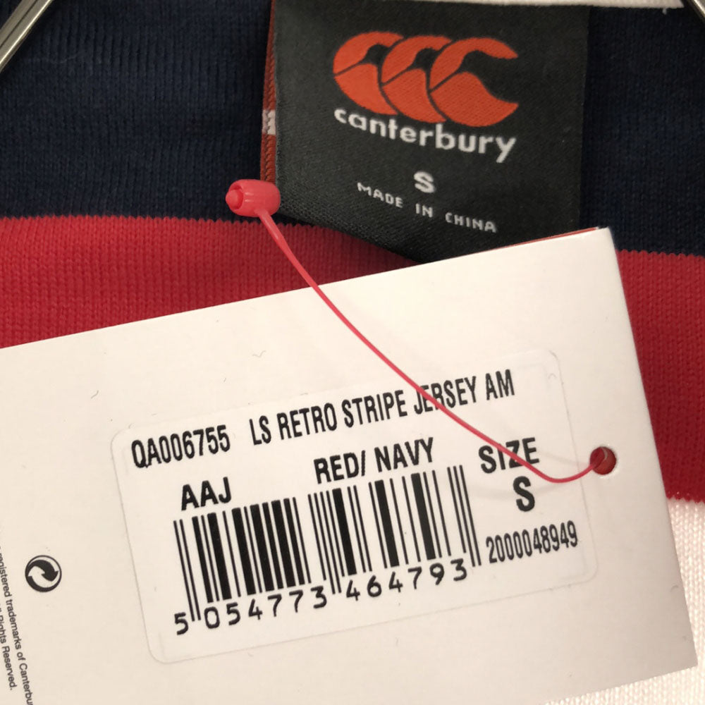 CANTERBURY OF NEW ZEALAND カンタベリー 未使用 ボーダー ロゴ刺繍 長袖 ラガーシャツ S タグ付き ラグビー ポロシャツ メンズ