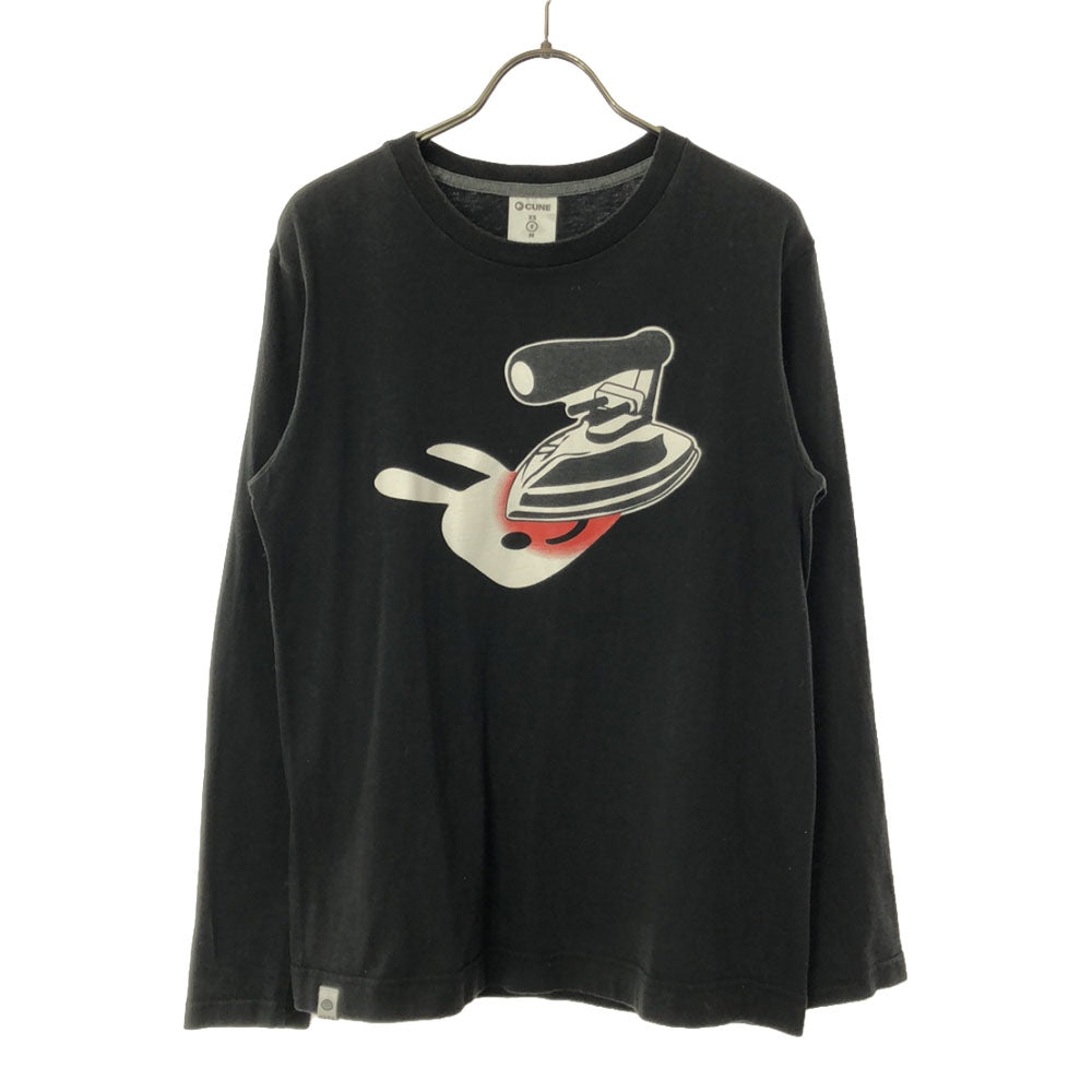 CUNE キューン プリント 長袖 Tシャツ S ブラック ロンT メンズ