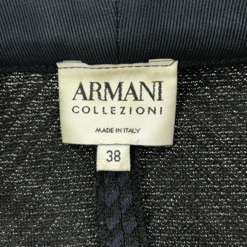 ARMANI COLLEZIONI アルマーニ コレツィオーニ イタリア製 ヘンリボーン柄 テーラードジャケット 38 ブラック×ネイビー レディース