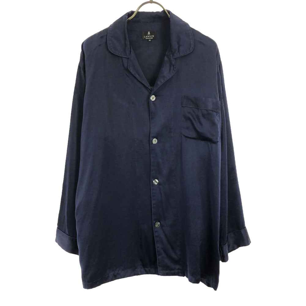 LANVIN LA COLLECTION ランバンコレクション シルク 長袖 ルームウェア M ネイビー パジャマ メンズ