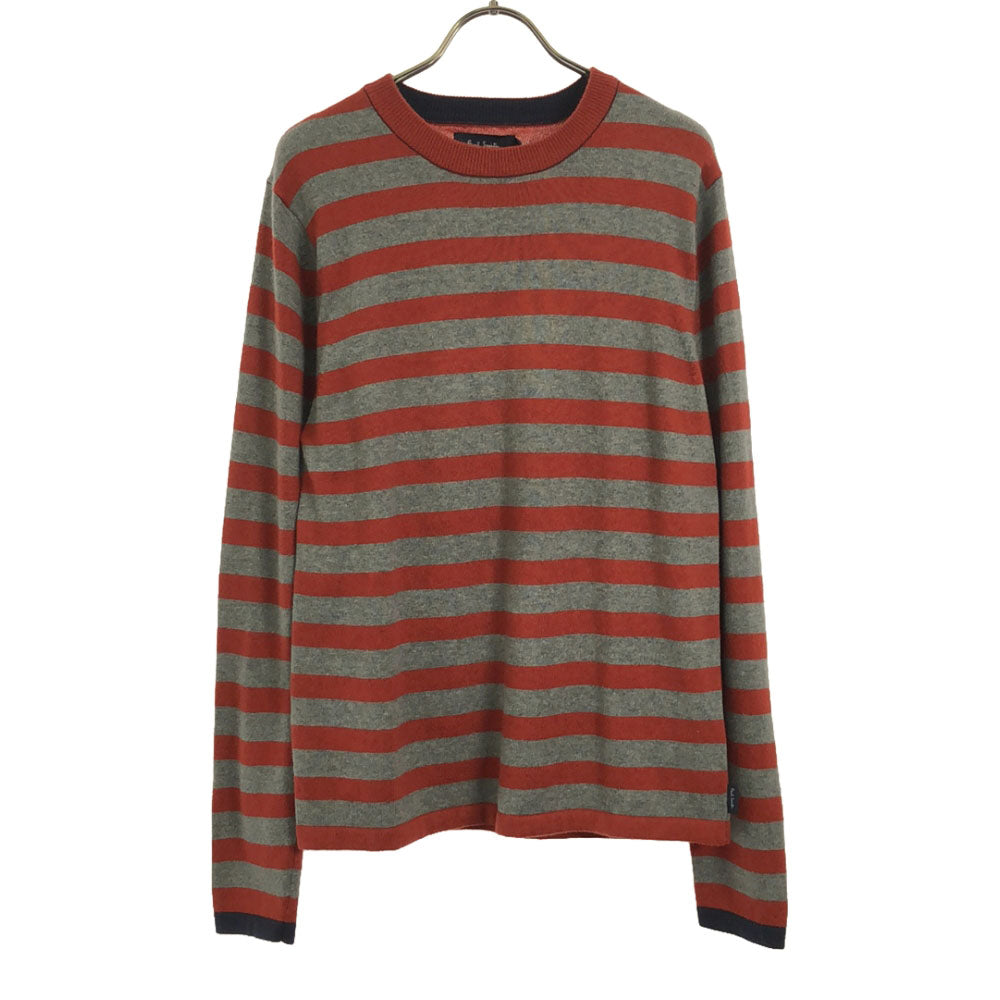 未使用 Paul Smith JEANS ポールスミスジーンズ ボーダー柄 長袖 ニット M レッド×グレー セーター タグ付き メンズ