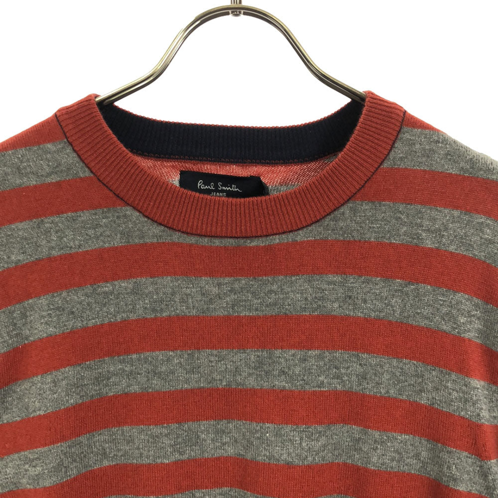 未使用 Paul Smith JEANS ポールスミスジーンズ ボーダー柄 長袖 ニット M レッド×グレー セーター タグ付き メンズ