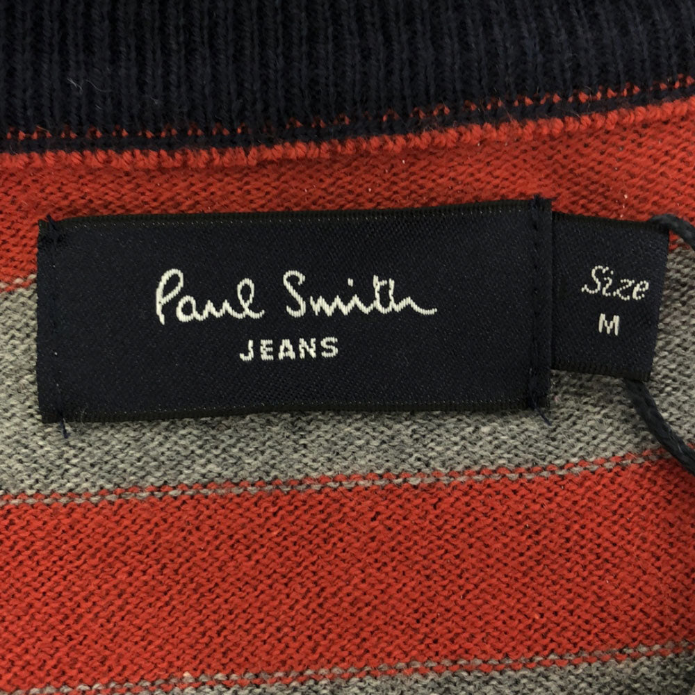 未使用 Paul Smith JEANS ポールスミスジーンズ ボーダー柄 長袖 ニット M レッド×グレー セーター タグ付き メンズ