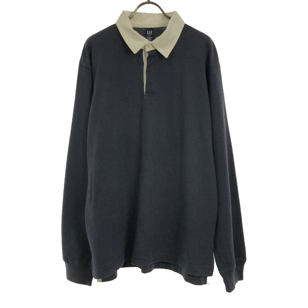 ギャップ 長袖 ラガーシャツ L ネイビー×ホワイト GAP ポロシャツ メンズ
